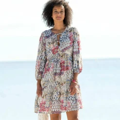 Robe évasée à volant, imprimé