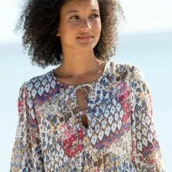 Robe évasée à volant, imprimé