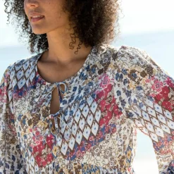 Robe évasée à volant, imprimé