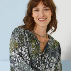 Robe évasée à volant, imprimé
