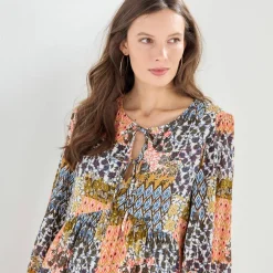Robe évasée à volant, imprimé