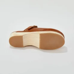 Sabots à talon cuir et bois