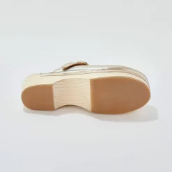 Sabots à talon cuir et bois