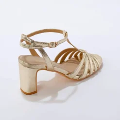 Salomés dorés à talon multibrides