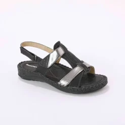 Sandales bicolores en cuir extra souple