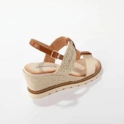 Sandales bi-matière compensées corde