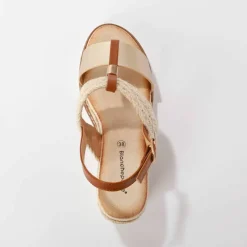 Sandales bi-matière compensées corde
