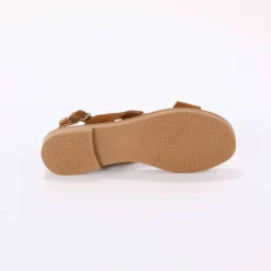 Sandales brides croisées en croûte de cuir