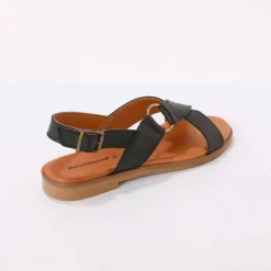 Sandales brides croisées en cuir
