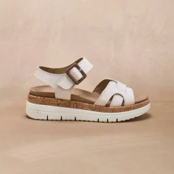 Sandales compensées à brides, largeur confort