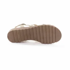 Sandales compensées cuir bi-matière
