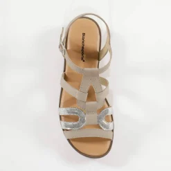 Sandales compensées cuir bi-matière