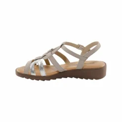 Sandales compensées cuir bi-matière