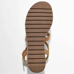Sandales compensées cuir bi-matière