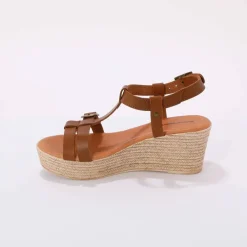 Sandales compensées en cuir