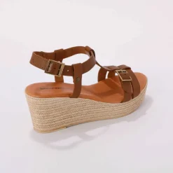Sandales compensées en cuir