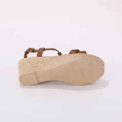 Sandales compensées en cuir