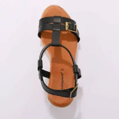 Sandales compensées en cuir