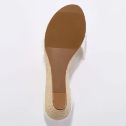 Sandales compensées élastiquées synthétique