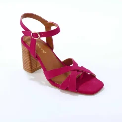 Sandales croûte de cuir à talon