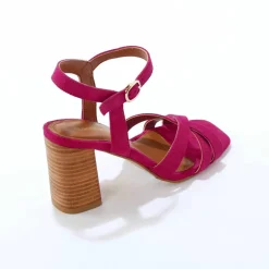 Sandales croûte de cuir à talon