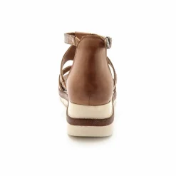 Sandales cuir ajouré pailleté largeur confort - marron