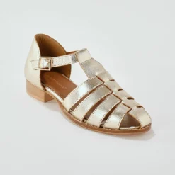 Sandales en cuir plates dorée