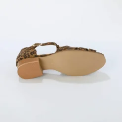 Sandales en cuir à talon motif léopard