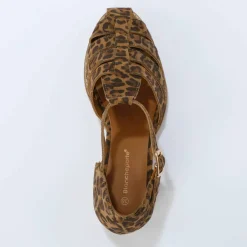 Sandales en cuir à talon motif léopard