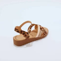 Sandales multibrides motif léopard