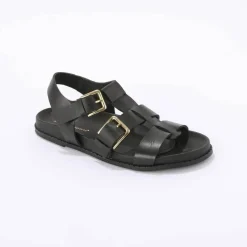 Sandales plates en cuir