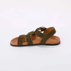 Sandales spartiates croûte de cuir