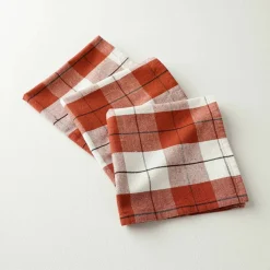 Serviette de table carreaux tissé teint - lot de 3