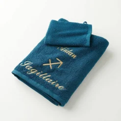 Serviettes de bain brodées Sagittaire personnalisable - 420g/m2