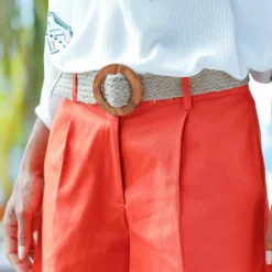 Short avec ceinture en jute amovible