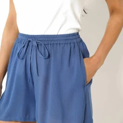 Short crépon uni, effet jupette