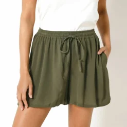 Short crépon uni, effet jupette