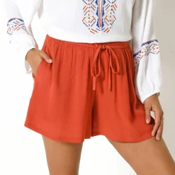 Short crépon uni, effet jupette
