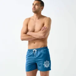Short de bain uni motif contrasté