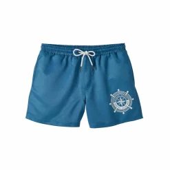 Short de bain uni motif contrasté