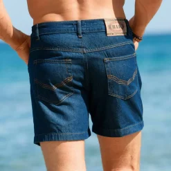 Short denim élastiqué côtés