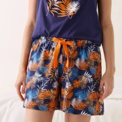 Short de pyjama en coton - imprimé tropical