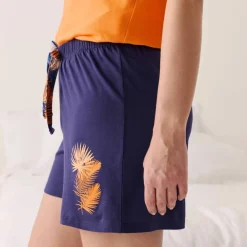 Short de pyjama en coton - uni tropical