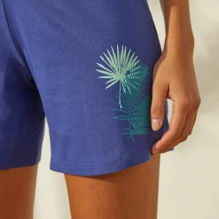 Short de pyjama en coton - uni tropical