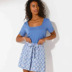 Short noué viscose fluide, imprimé