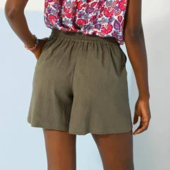 Short uni, coton-lin