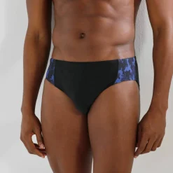 Slip de bain motif graphique côtés