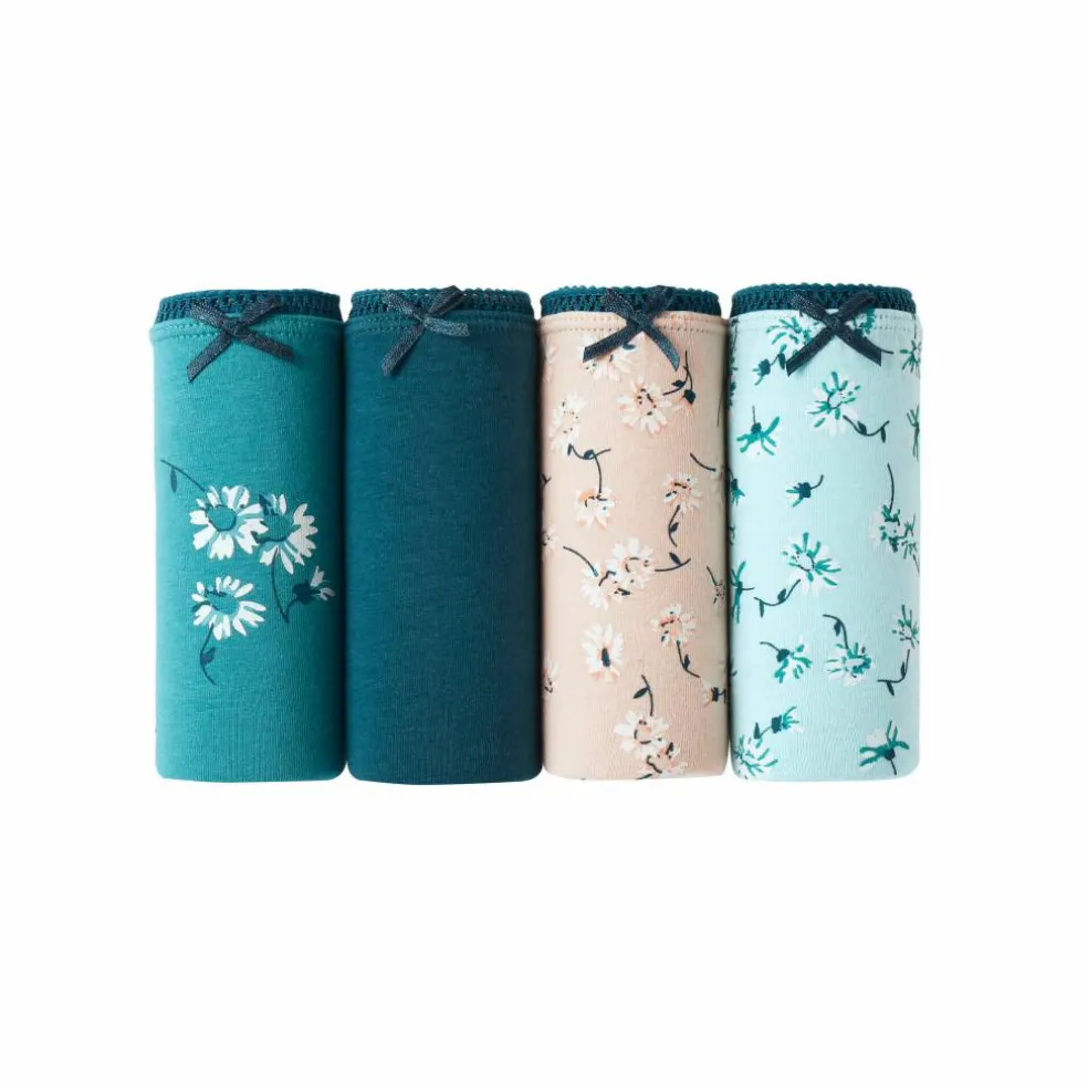 Slip forme mini coton stretch imprimé "pâquerettes" - Lot de 4