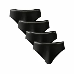 Slip uni noir ceinture rayée - lot de 4