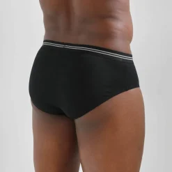 Slip uni noir ceinture rayée - lot de 4